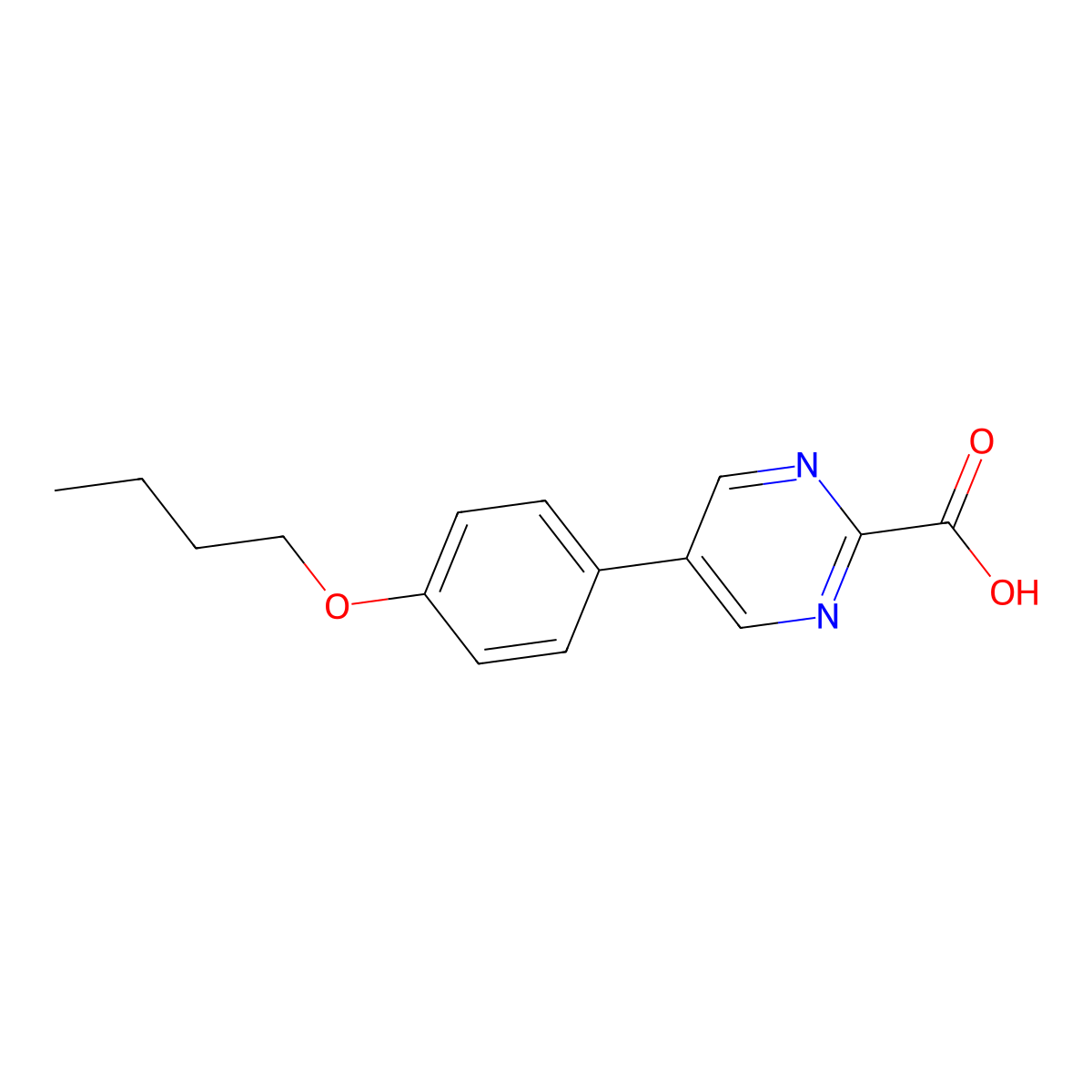 5-(4-Butoxyphenyl)-2-pyrimidinecarboxylic acid molecular structure, CAS 106307-53-3