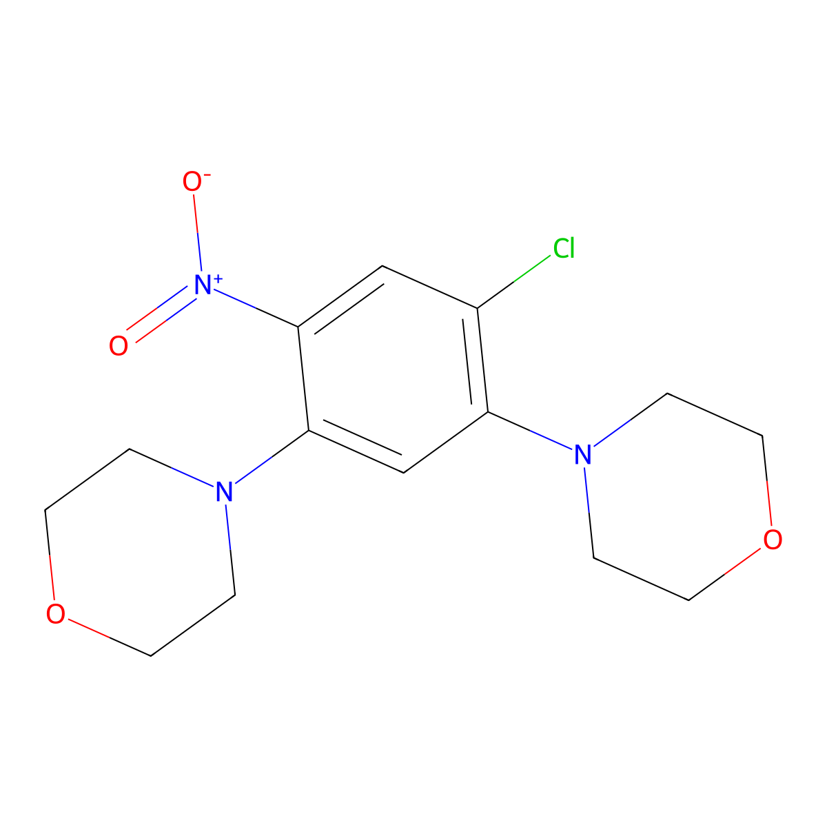 1-Chloro-2,4-dimorpholino-5-nitrobenzene molecular structure, CAS 106321-00-0