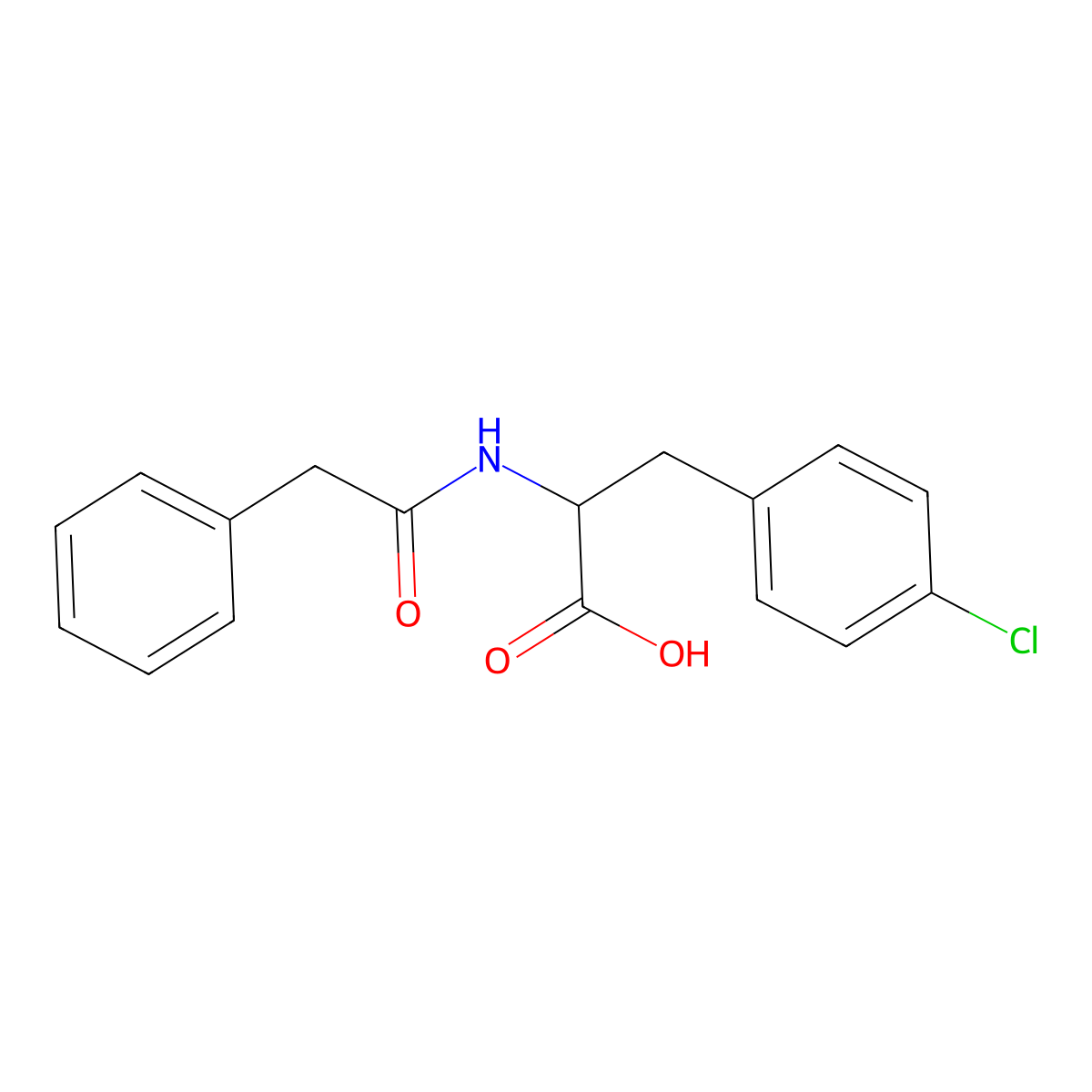 N-Phenylacetyl-p-chlorophenylalanine, DL- molecular structure, CAS 106323-77-7