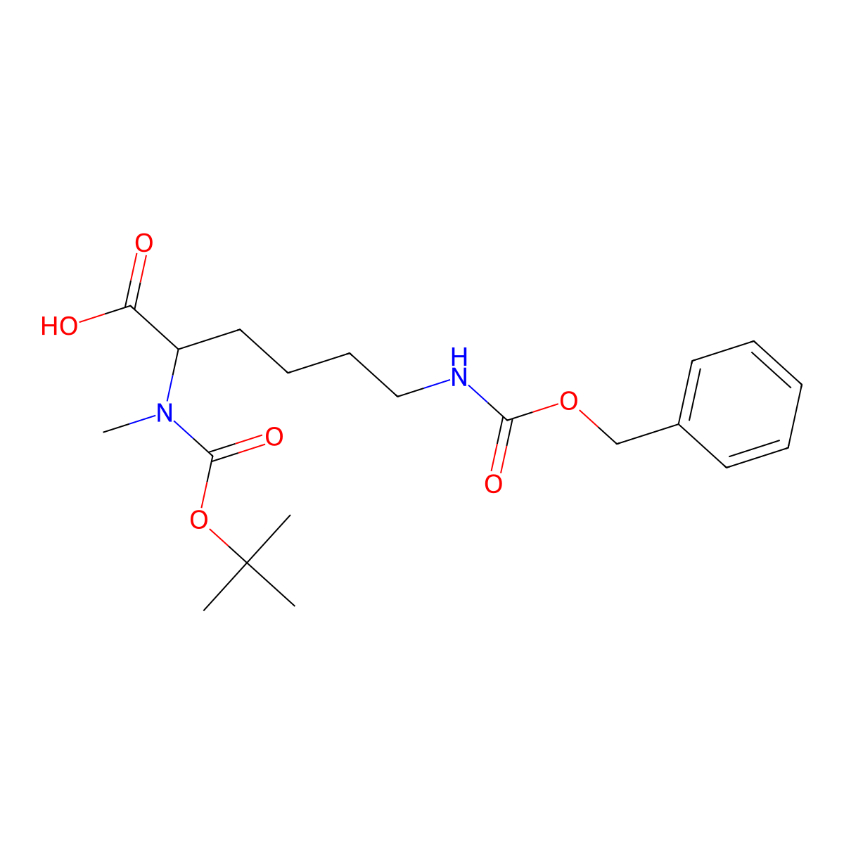 (2S)-2-[methyl-[(2-methylpropan-2-yl)oxycarbonyl]amino]-6-(phenylmethoxycarbonylamino)hexanoic acid molecular structure, CAS 106326-25-4