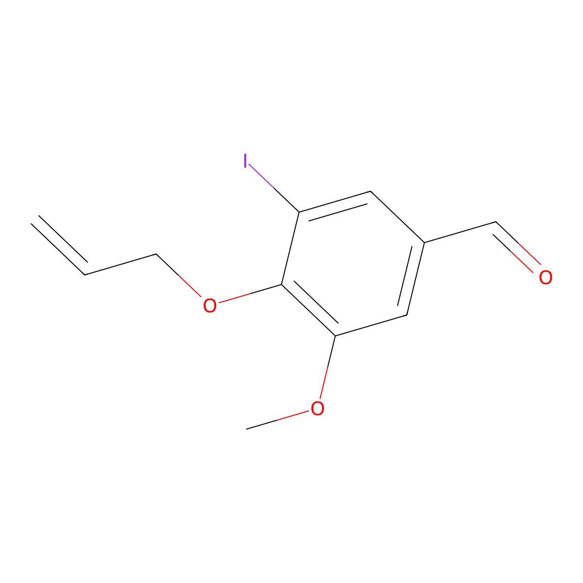 Benzaldehyde, 3-iodo-5-methoxy-4-(2-propenyloxy)- molecular structure, CAS 106331-79-7