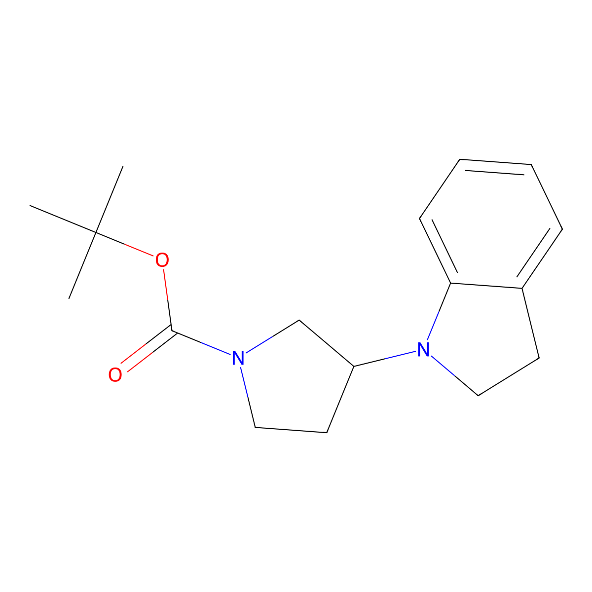 tert-Butyl 3-(indolin-1-yl)pyrrolidine-1-carboxylate molecular structure, CAS 1063408-78-5