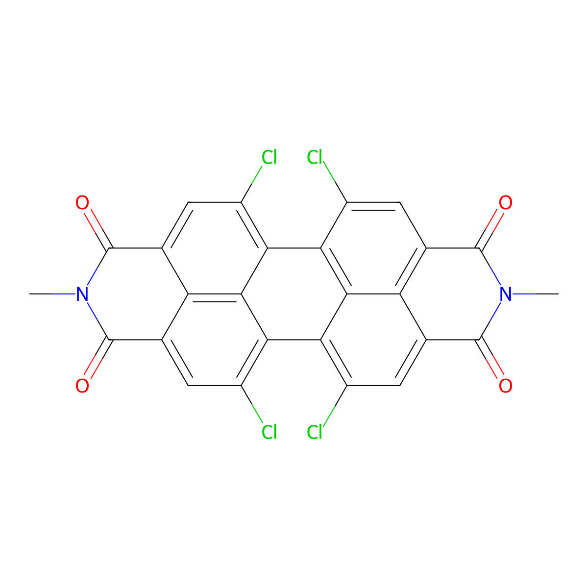 Anthra[2,1,9-def:6,5,10-d'e'f']diisoquinoline-1,3,8,10(2H,9H)-tetrone, 5,6,12,13-tetrachloro-2,9-dimethyl- molecular structure, CAS 106342-00-1