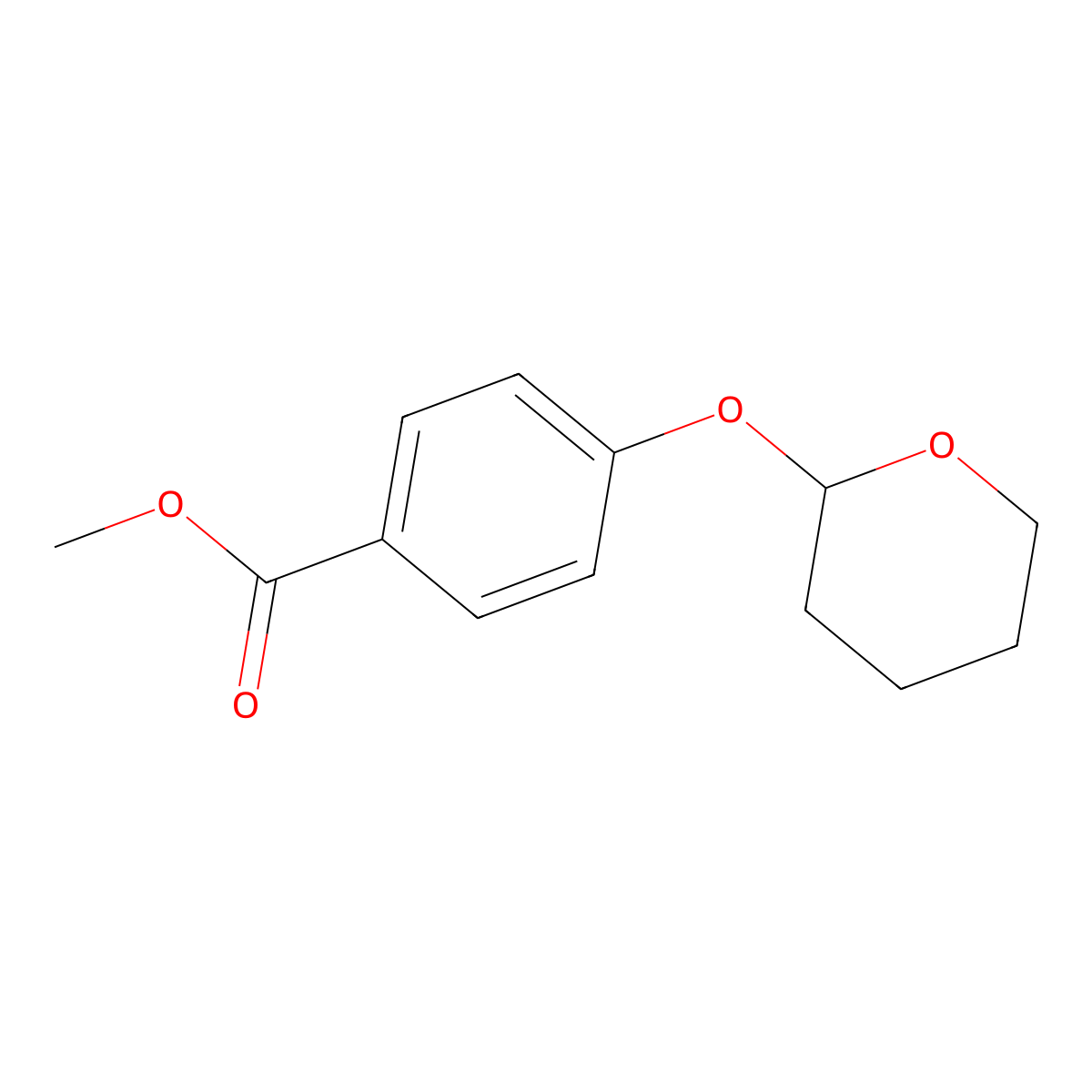 Benzoic acid, 4-[(tetrahydro-2H-pyran-2-yl)oxy]-, methyl ester molecular structure, CAS 106342-09-0