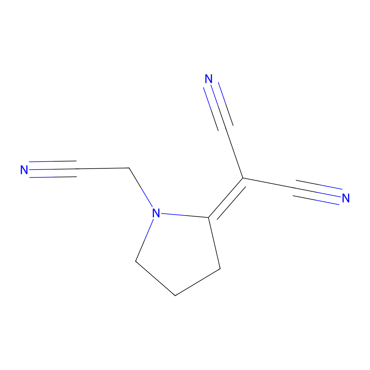 Propanedinitrile, [1-(cyanomethyl)-2-pyrrolidinylidene]- molecular structure, CAS 106345-06-6