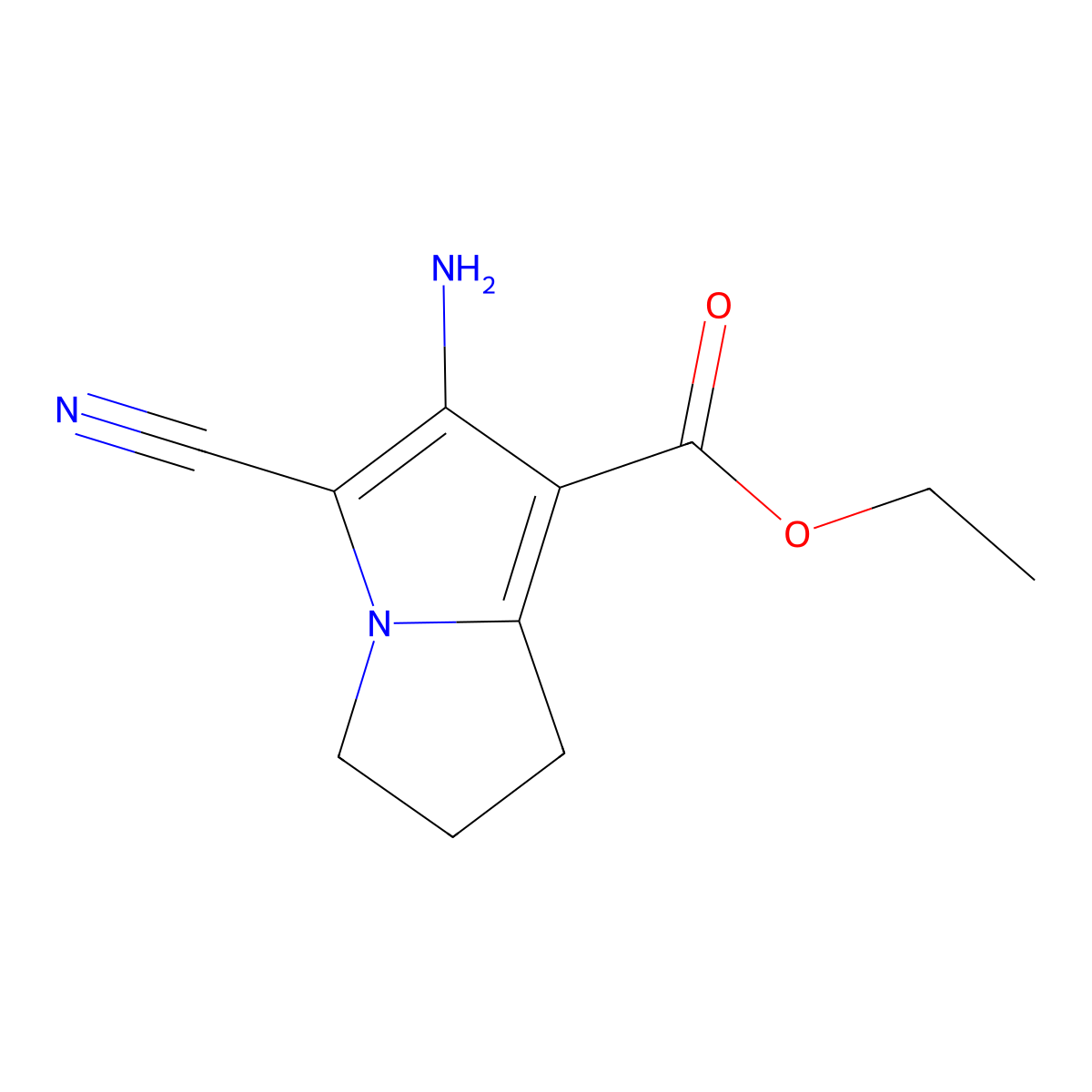 ethyl 6-amino-5-cyano-2,3-dihydro-1H-pyrrolizine-7-carboxylate molecular structure, CAS 106345-07-7