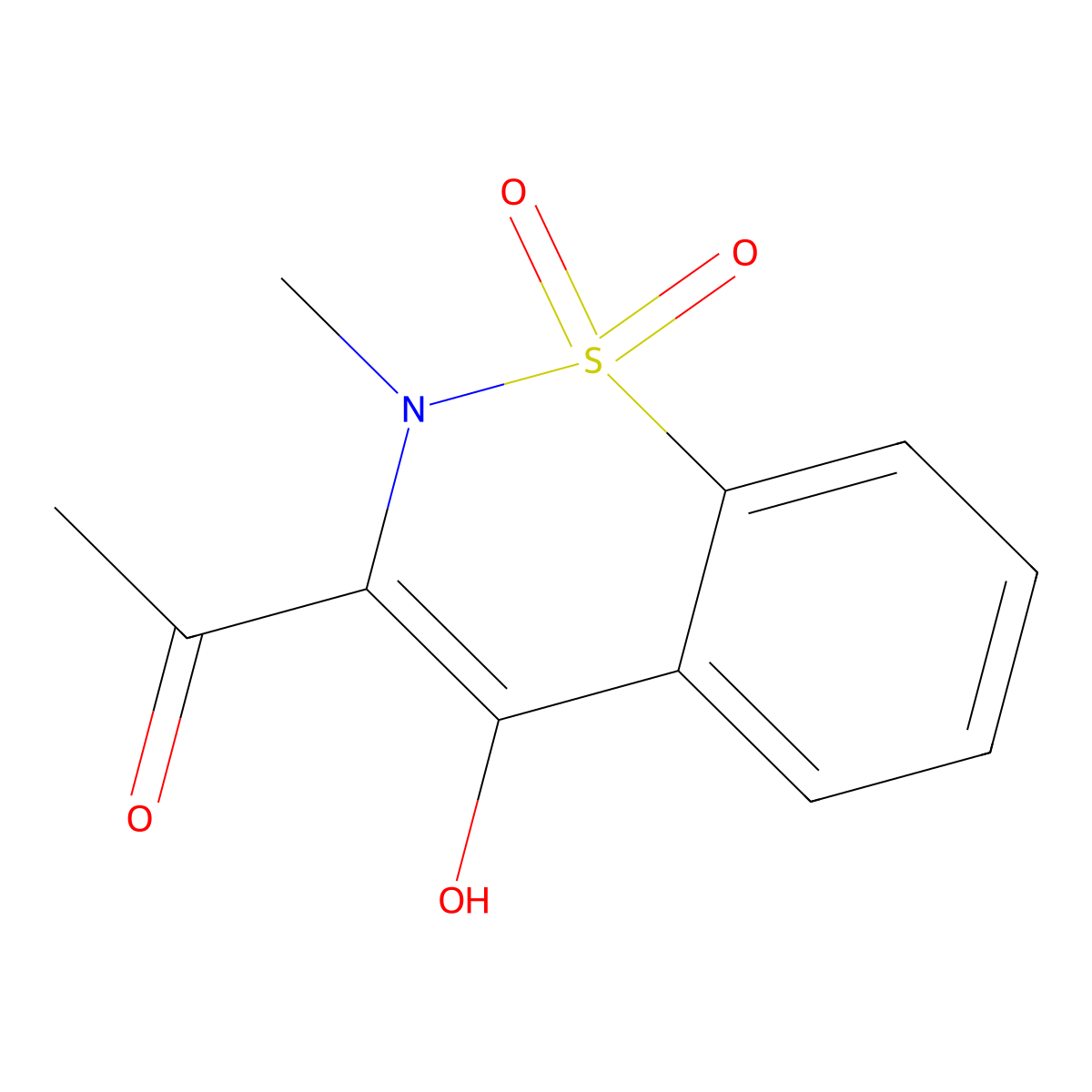 1-(4-Hydroxy-2-methyl-1,1-dioxido-2H-benzo[e][1,2]thiazin-3-yl)ethanone molecular structure, CAS 106346-00-3