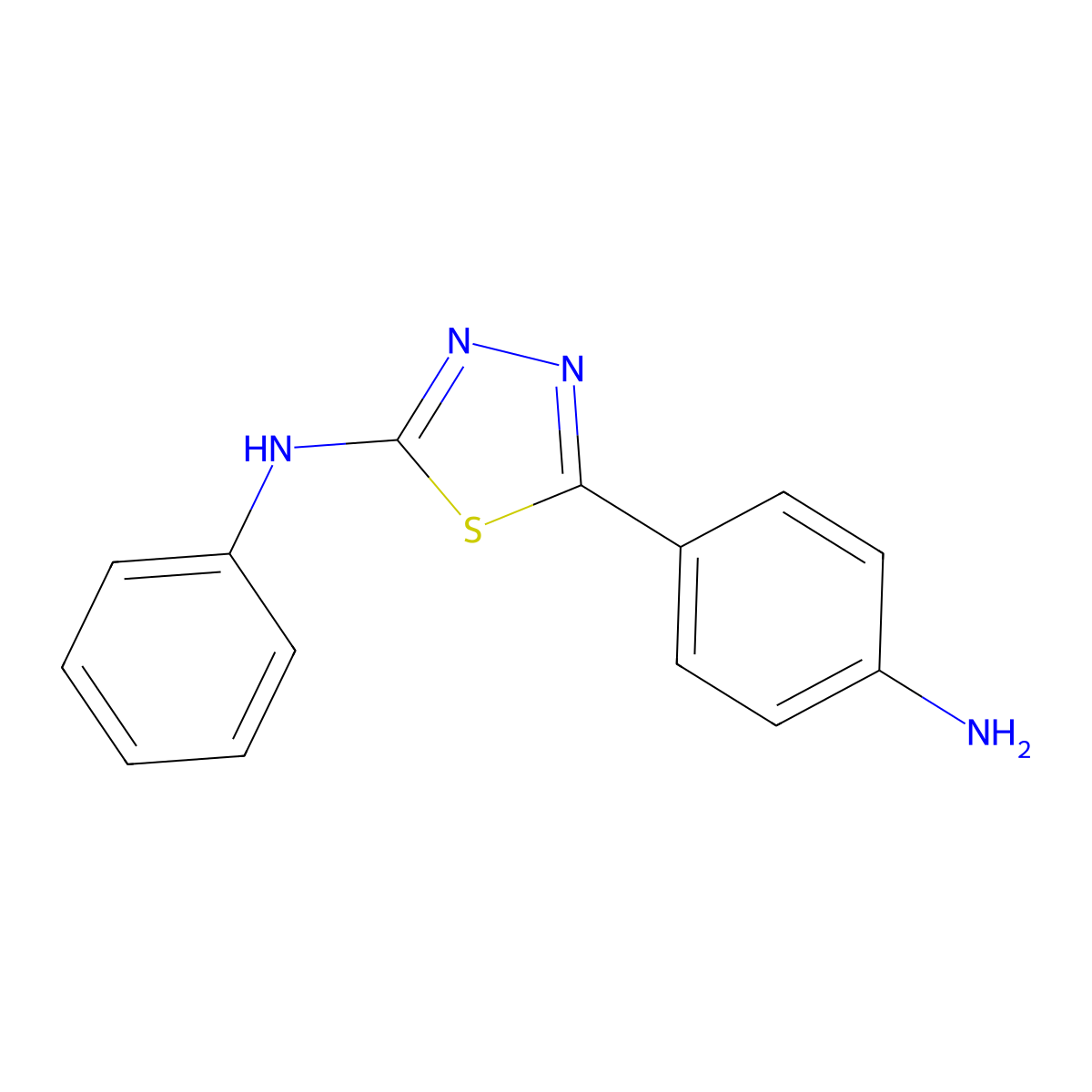 5-(4-aminophenyl)-N-phenyl-1,3,4-thiadiazol-2-amine molecular structure, CAS 106346-58-1