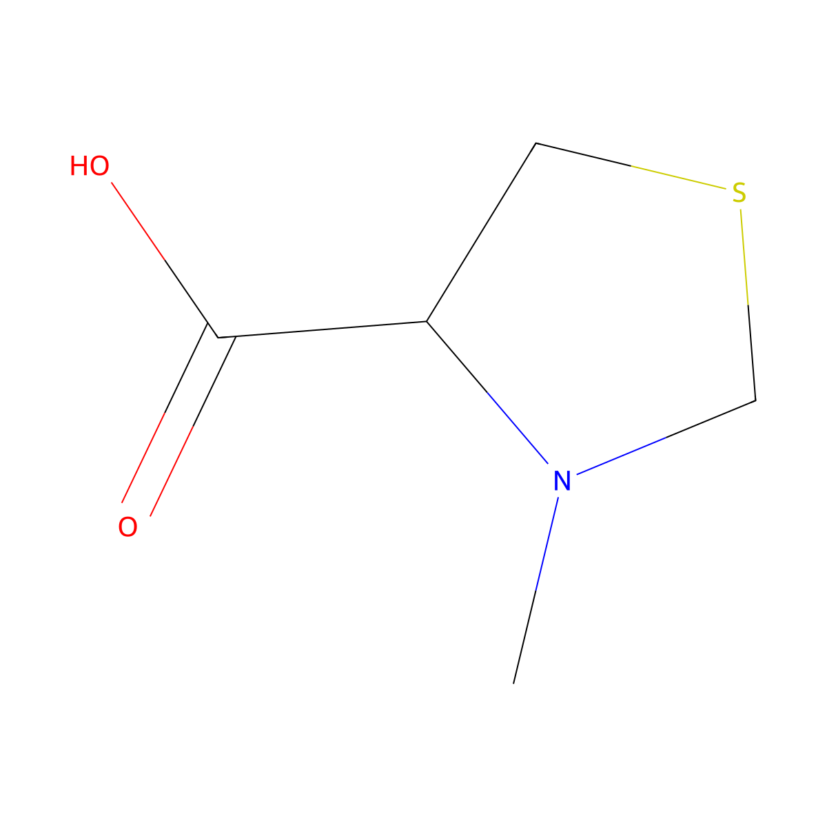 (4S)-3-methyl-1,3-thiazolidine-4-carboxylic acid molecular structure, CAS 106357-10-2