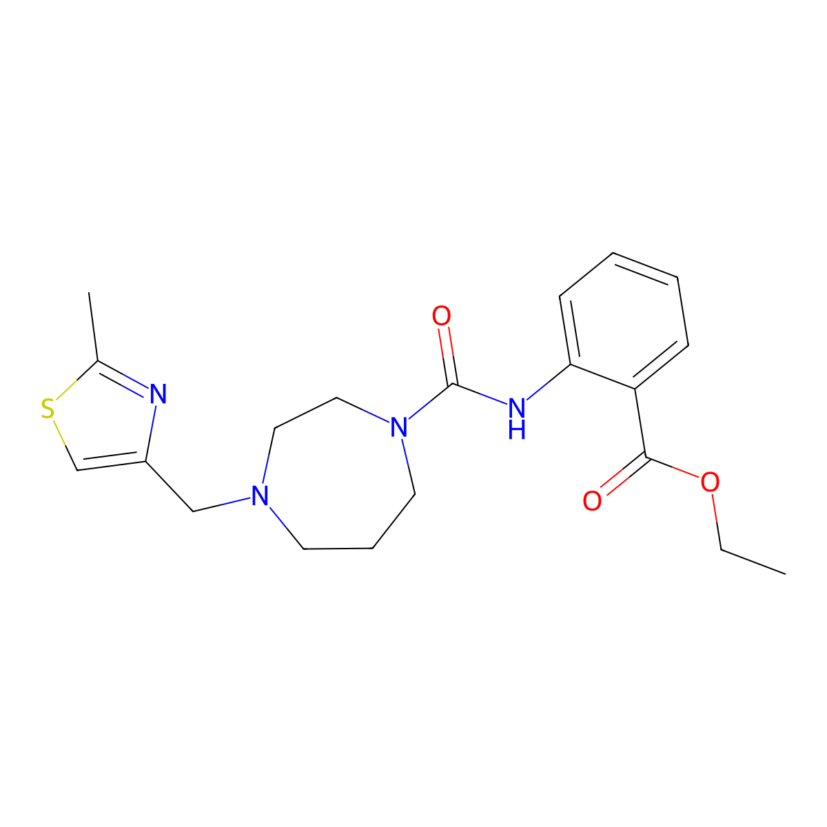 Ethyl 2-({4-[(2-methyl-1,3-thiazol-4-yl)methyl]-1,4-diazepane-1-carbonyl}amino)benzoate molecular structure, CAS 1063592-32-4