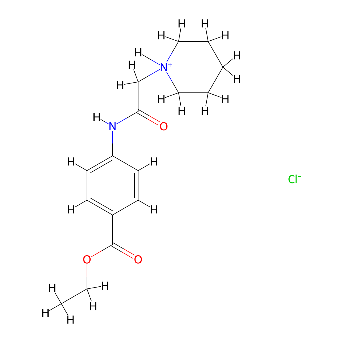 Benzoic acid, p-(2-piperidinoacetamido)-, ethyl ester, hydrochloride molecular structure, CAS 106360-45-6