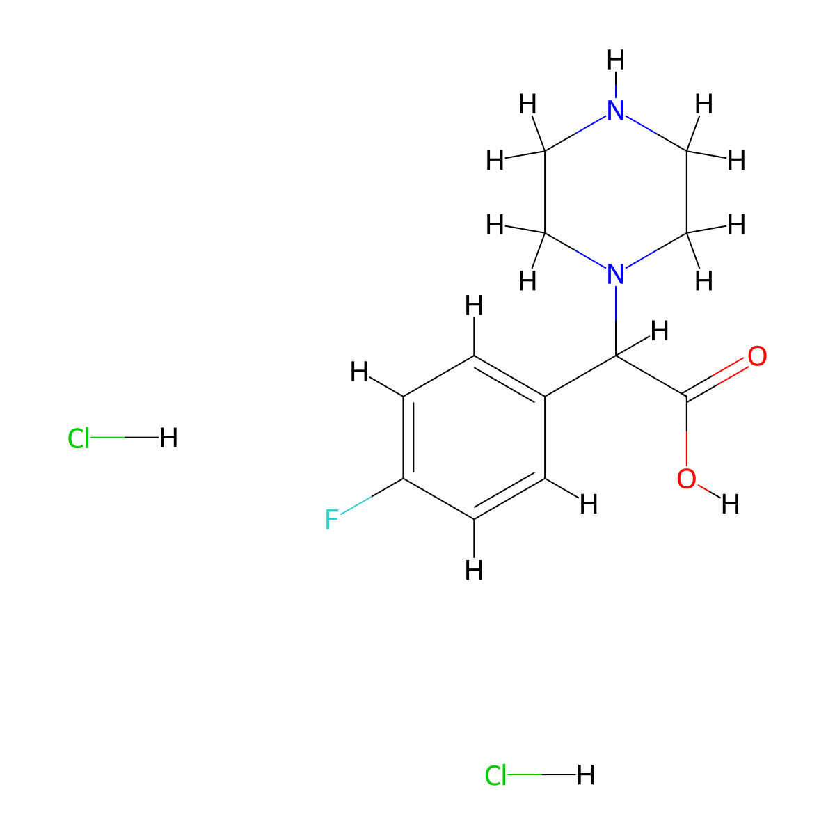 (4-Fluorophenyl)(piperazin-1-yl)acetic acid dihydrochloride molecular structure, CAS 1063629-68-4