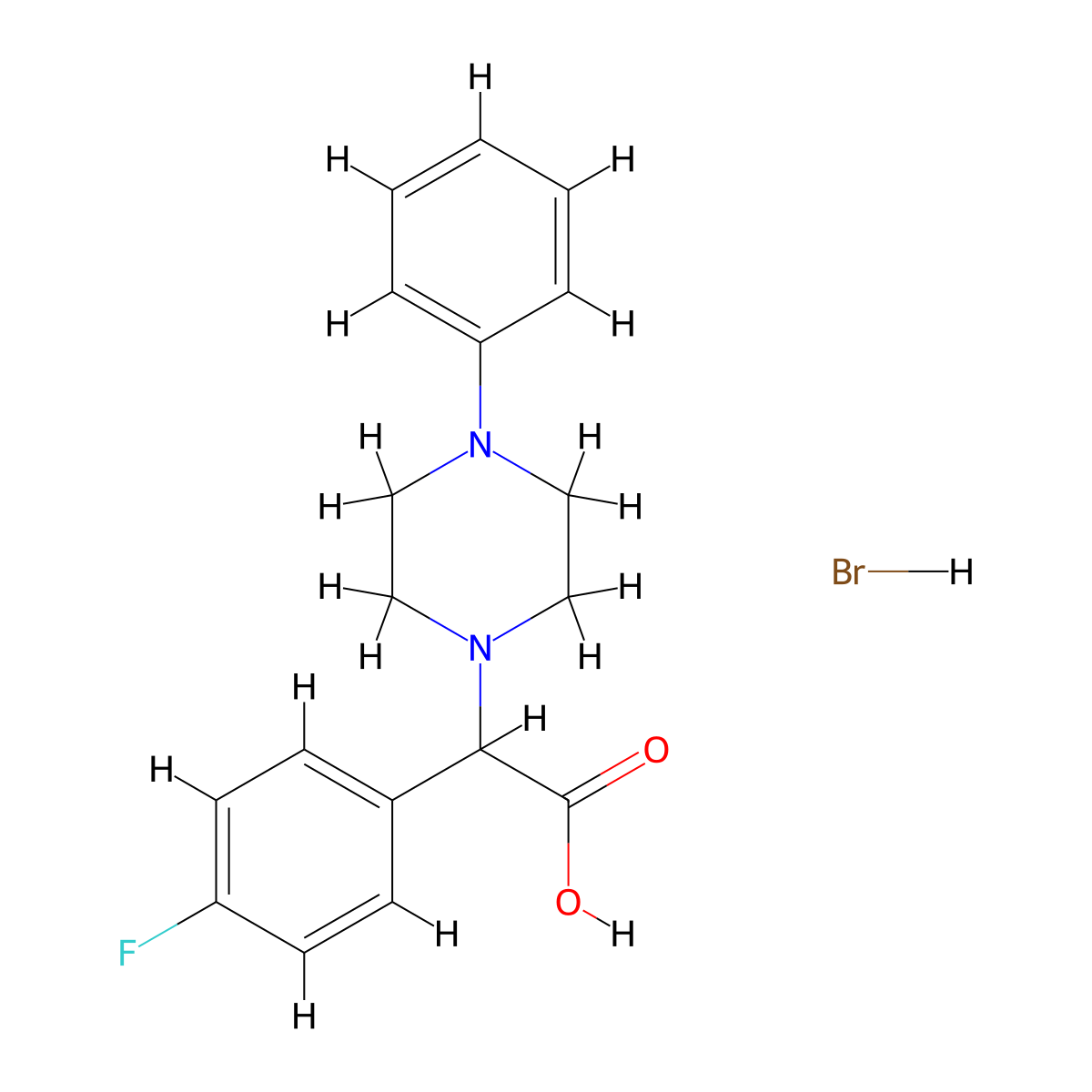 (4-Fluorophenyl)(4-phenylpiperazin-1-yl)-acetic acid hydrobromide molecular structure, CAS 1063629-72-0