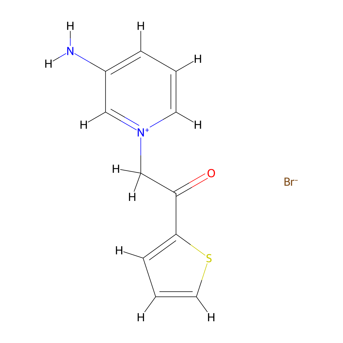 2-(3-Aminopyridin-1-ium-1-yl)-1-thiophen-2-ylethanone;bromide molecular structure, CAS 1063629-79-7