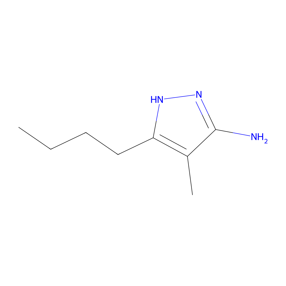 3-Butyl-4-methyl-1H-pyrazol-5-amine molecular structure, CAS 1063677-33-7