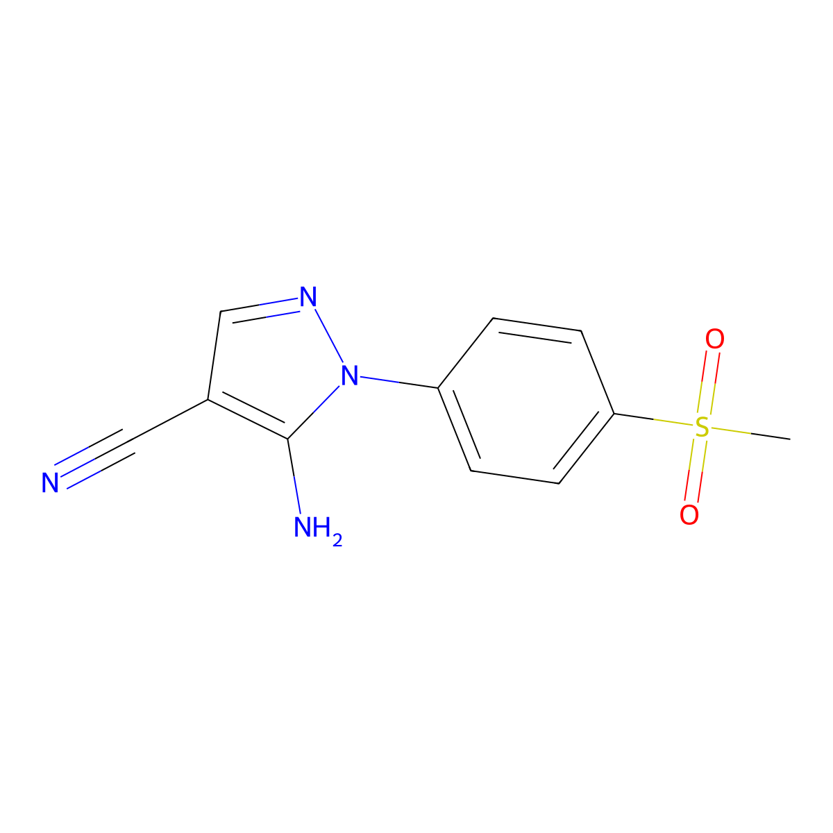 5-Amino-1-(4-(methylsulfonyl)phenyl)-1H-pyrazole-4-carbonitrile molecular structure, CAS 106368-32-5
