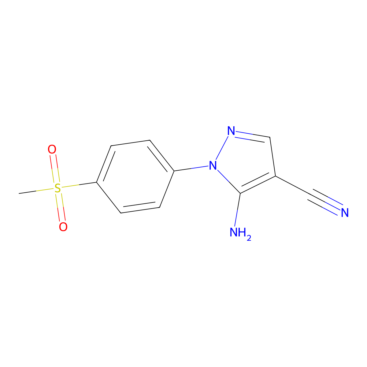 5-Amino-1-(4-(methylsulfonyl)phenyl)-1H-pyrazole-4-carbonitrile molecular structure, CAS 106368-32-5