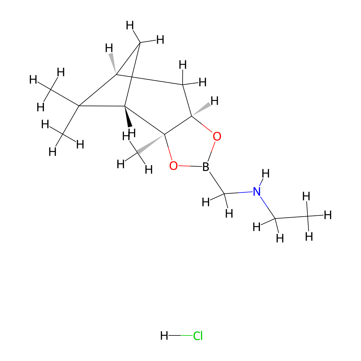 N-(((3aS,4S,6S,7aR)-3a,5,5-Trimethylhexahydro-4,6-methanobenzo[d][1,3,2]dioxaborol-2-yl)methyl)ethanamine hydrochloride molecular structure, CAS 1063700-88-8