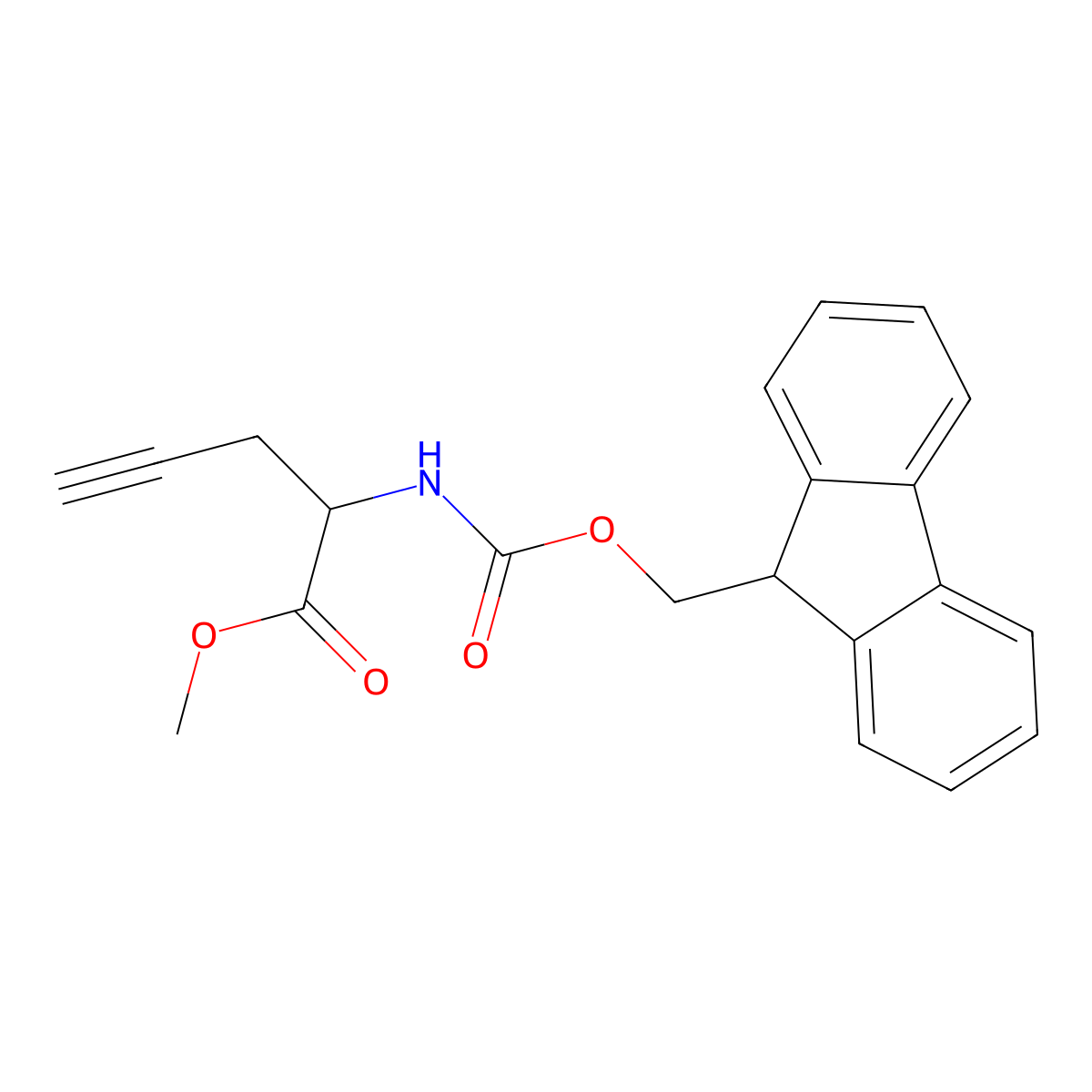 Methyl (S)-2-((((9H-fluoren-9-yl)methoxy)carbonyl)amino)pent-4-ynoate molecular structure, CAS 1063719-63-0