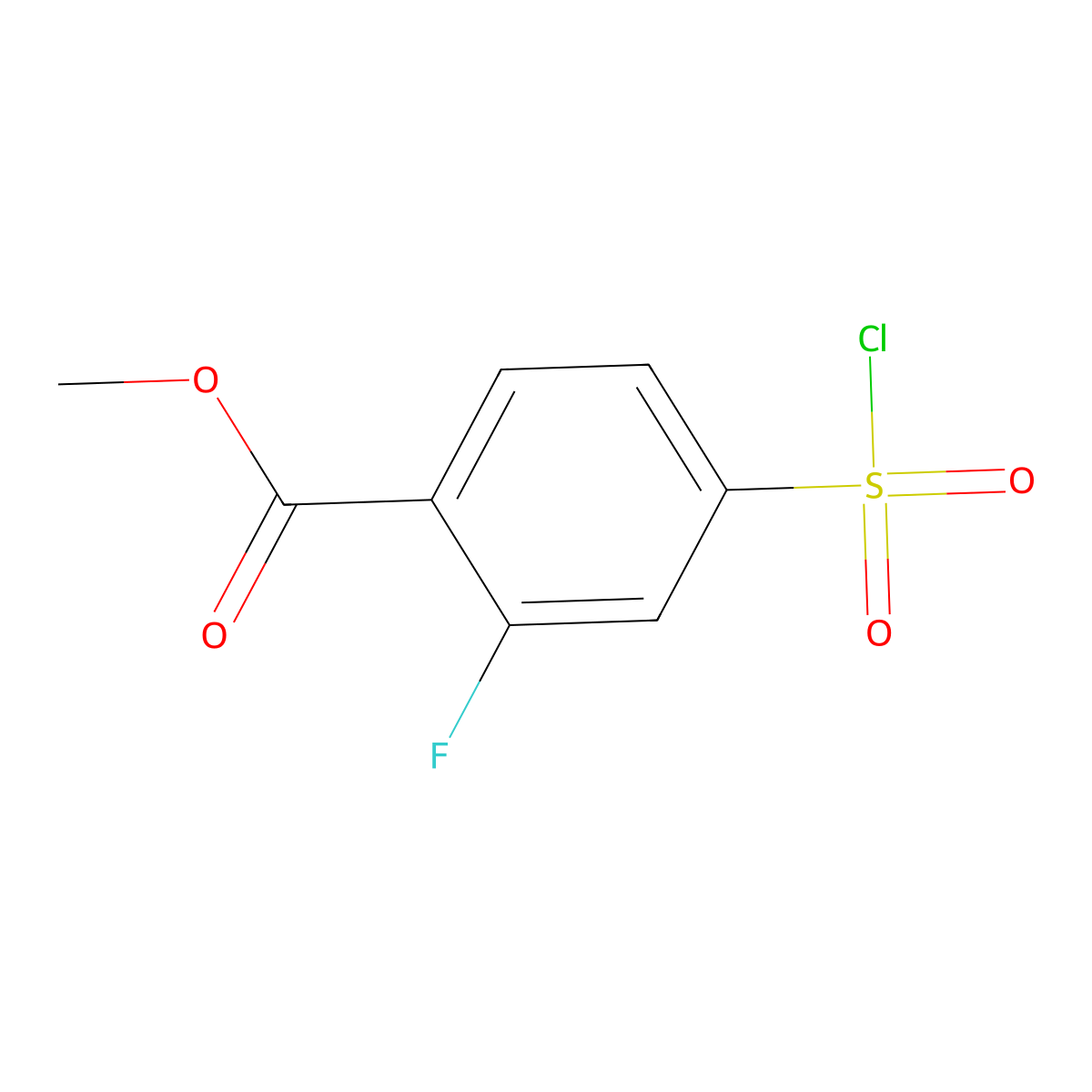 Methyl 4-(chlorosulfonyl)-2-fluorobenzoate molecular structure, CAS 1063733-16-3