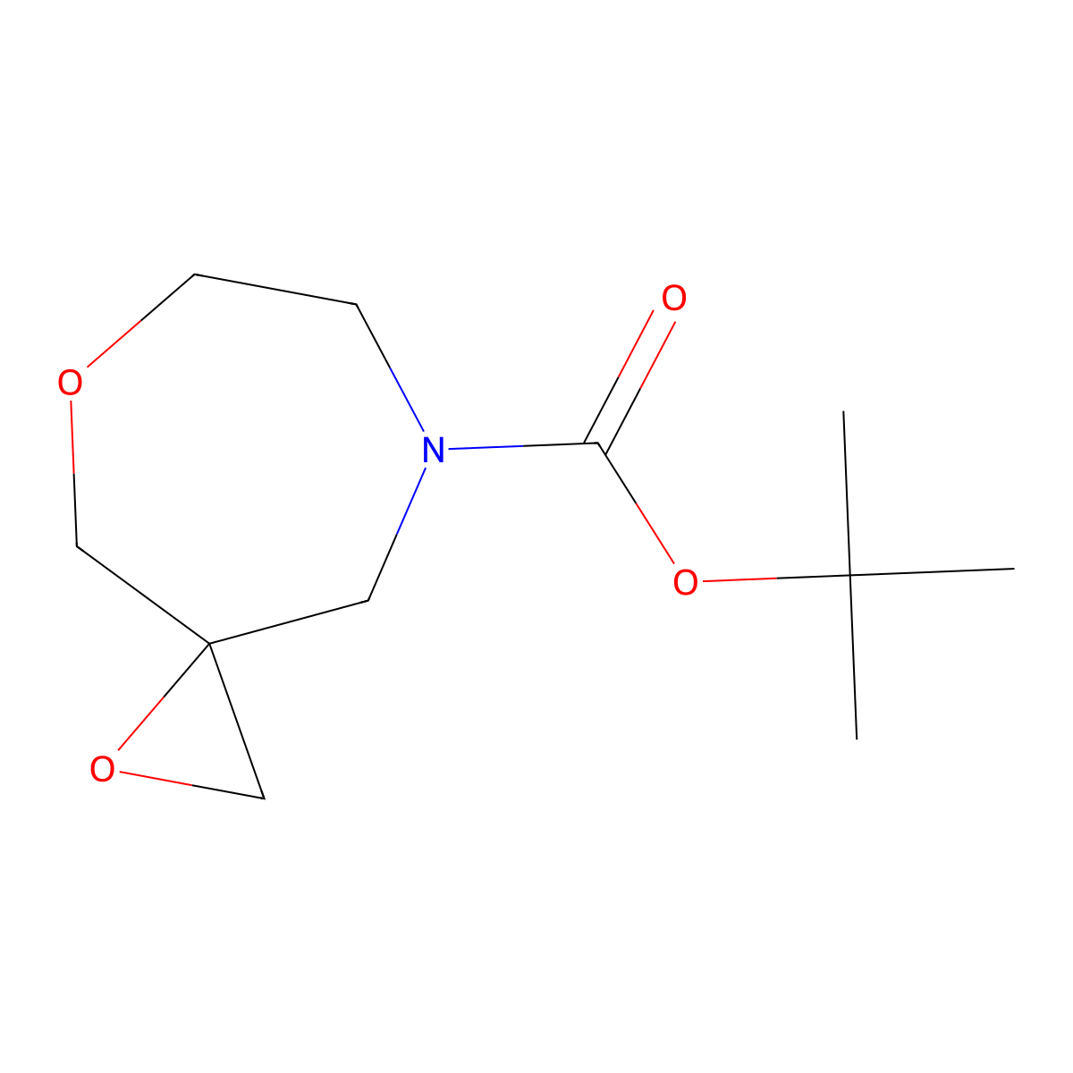 Tert-butyl 1,5-dioxa-8-azaspiro(2.6)nonane-8-carboxylate molecular structure, CAS 1063733-66-3