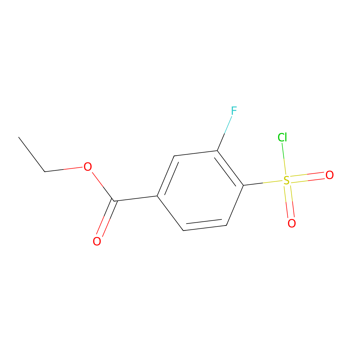 Ethyl 4-(chlorosulfonyl)-3-fluorobenzoate molecular structure, CAS 1063734-43-9