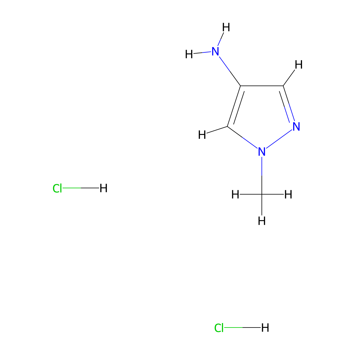 1-methyl-1H-pyrazol-4-amine dihydrochloride molecular structure, CAS 1063734-49-5