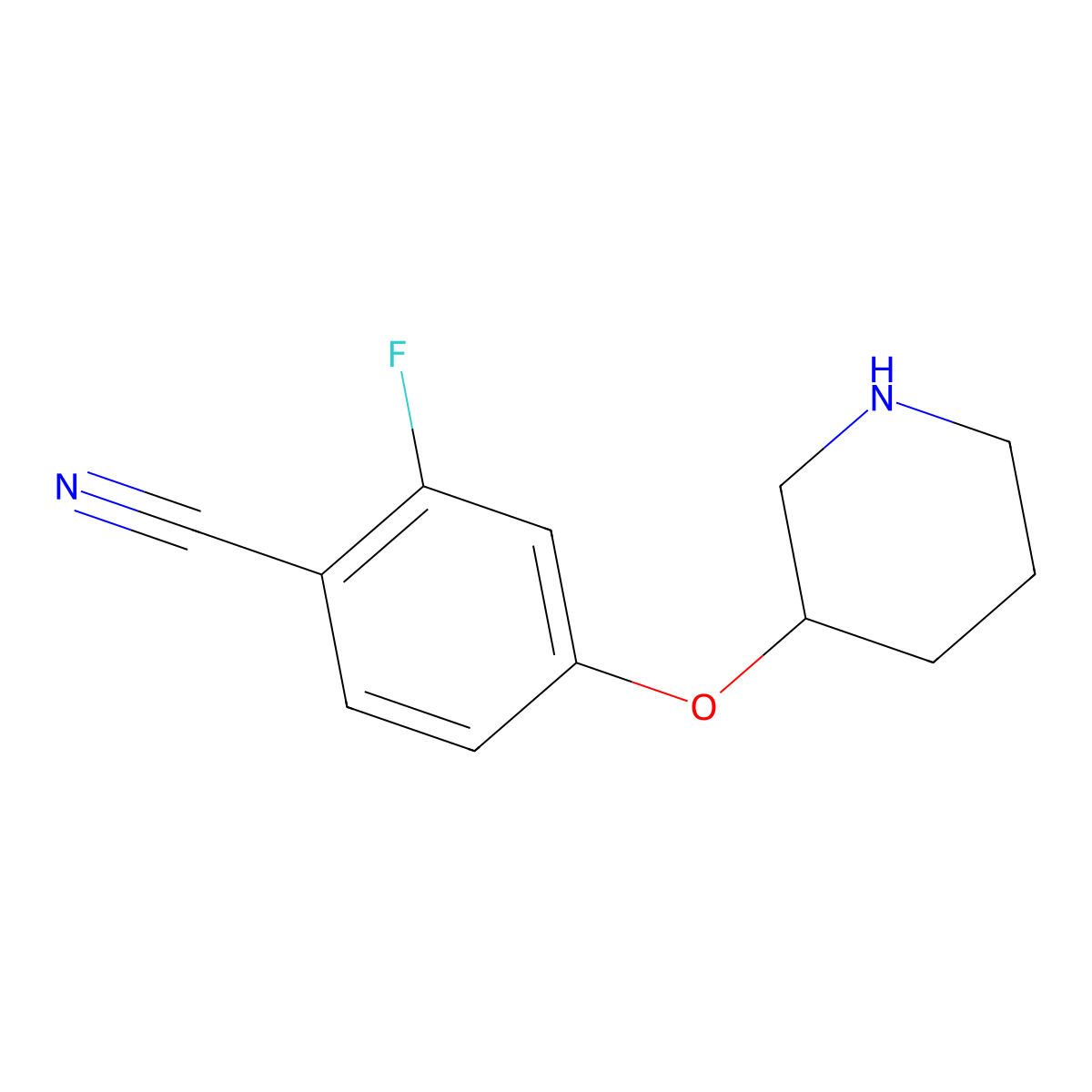 2-Fluoro-4-(piperidin-3-yloxy)benzonitrile molecular structure, CAS 1063734-68-8
