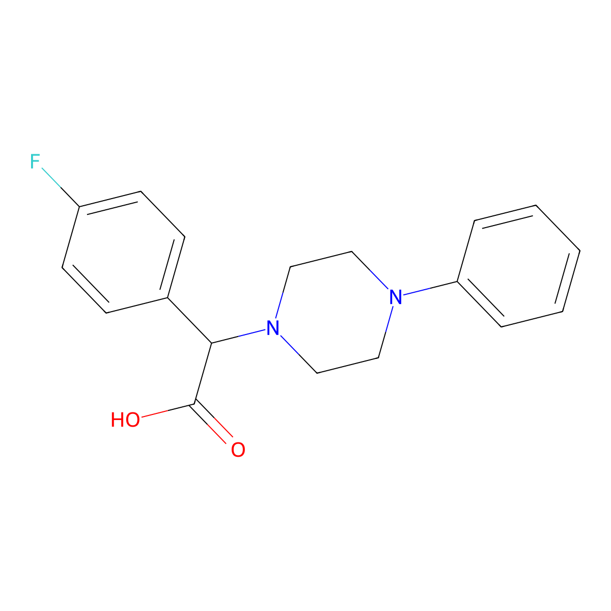 (4-Fluorophenyl)(4-phenylpiperazin-1-yl)acetic acid molecular structure, CAS 1063818-56-3