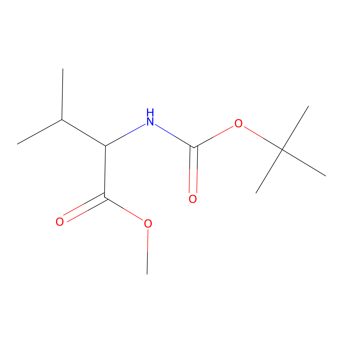 (R)-methyl 2-(tert-butoxycarbonylamino)-3-methylbutanoate molecular structure, CAS 106391-85-9