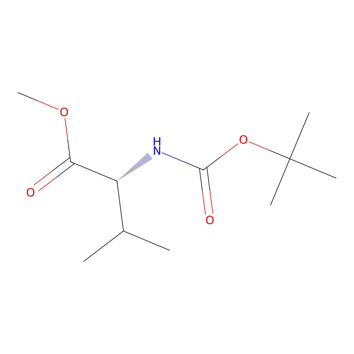 (R)-methyl 2-(tert-butoxycarbonylamino)-3-methylbutanoate molecular structure, CAS 106391-85-9