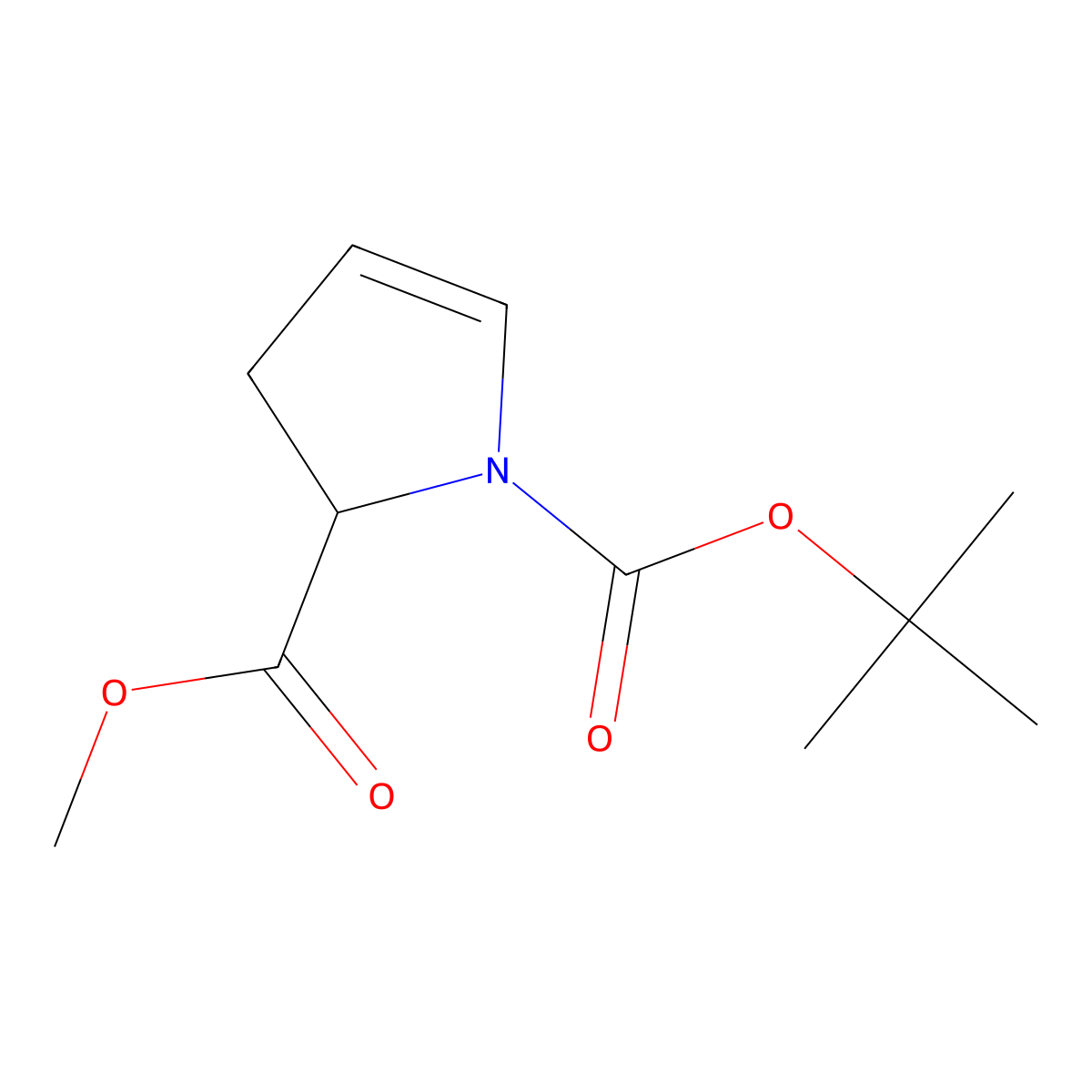 1-tert-butyl 2-methyl 2,3-dihydro-1H-pyrrole-1,2-dicarboxylate molecular structure, CAS 1063989-43-4