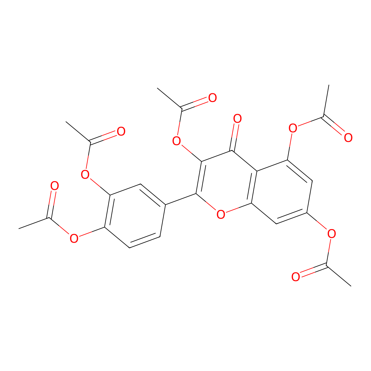 Quercetin pentaacetate molecular structure, CAS 1064-06-8