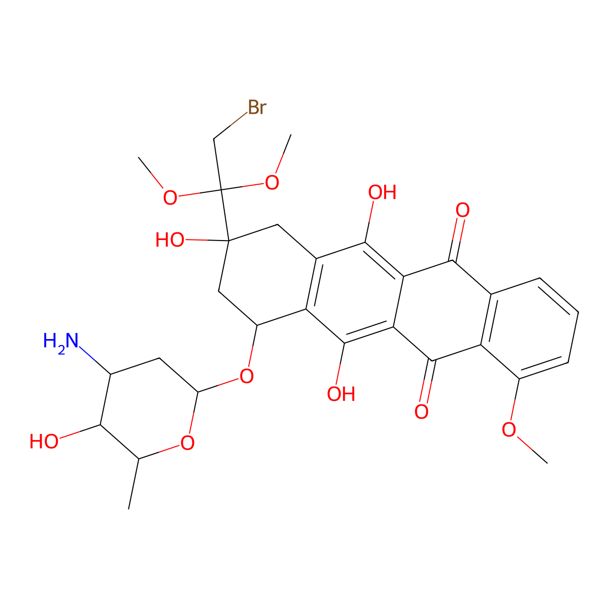 Daunorubicin bromoketal molecular structure, CAS 106401-68-7