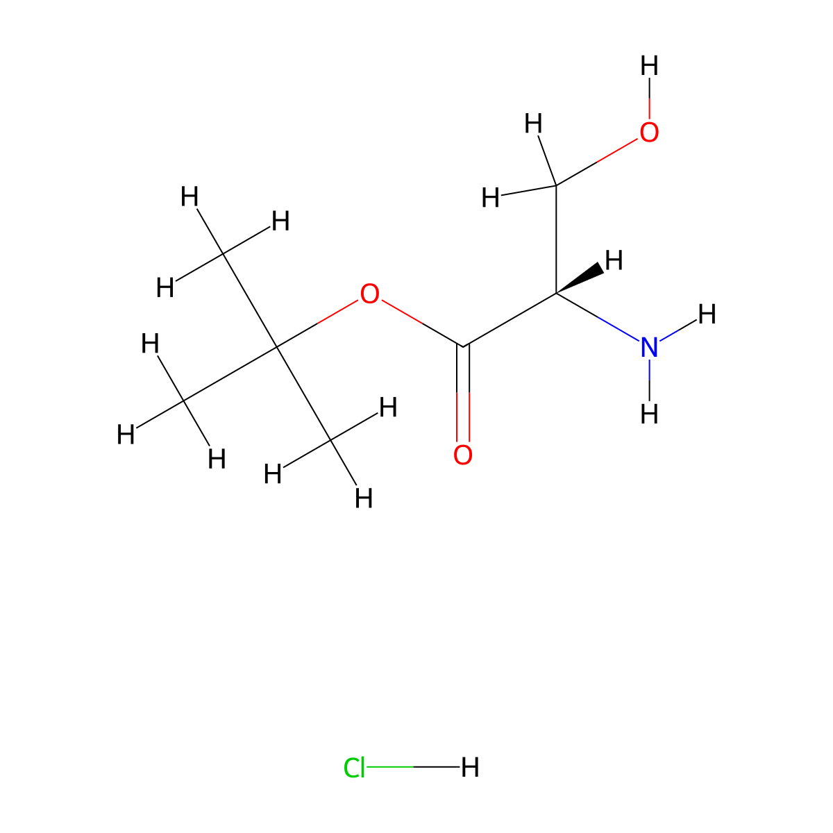 (S)-tert-butyl 2-amino-3-hydroxypropanoate hydrochloride molecular structure, CAS 106402-41-9