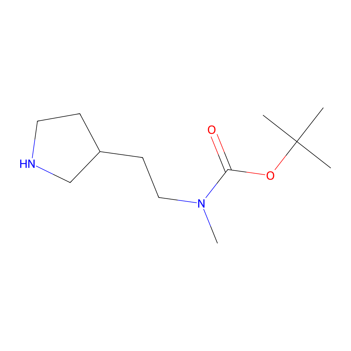 Methyl-(2-pyrrolidin-3-YL-ethyl)-carbamic acid tert-butyl ester molecular structure, CAS 1064048-51-6