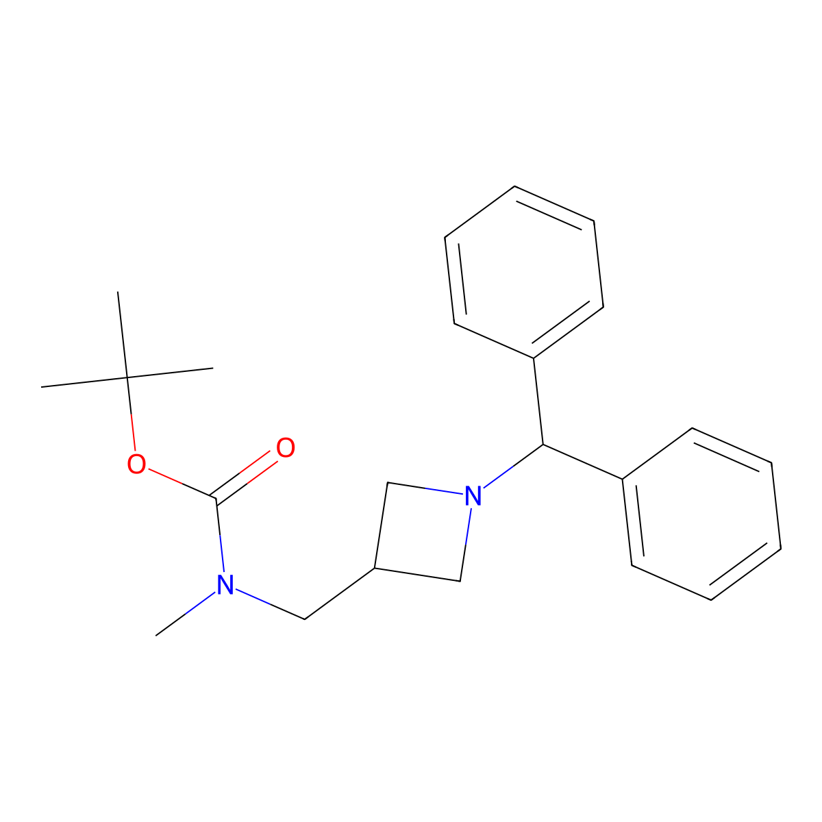tert-Butyl ((1-benzhydrylazetidin-3-yl)methyl)(methyl)carbamate molecular structure, CAS 1064048-70-9