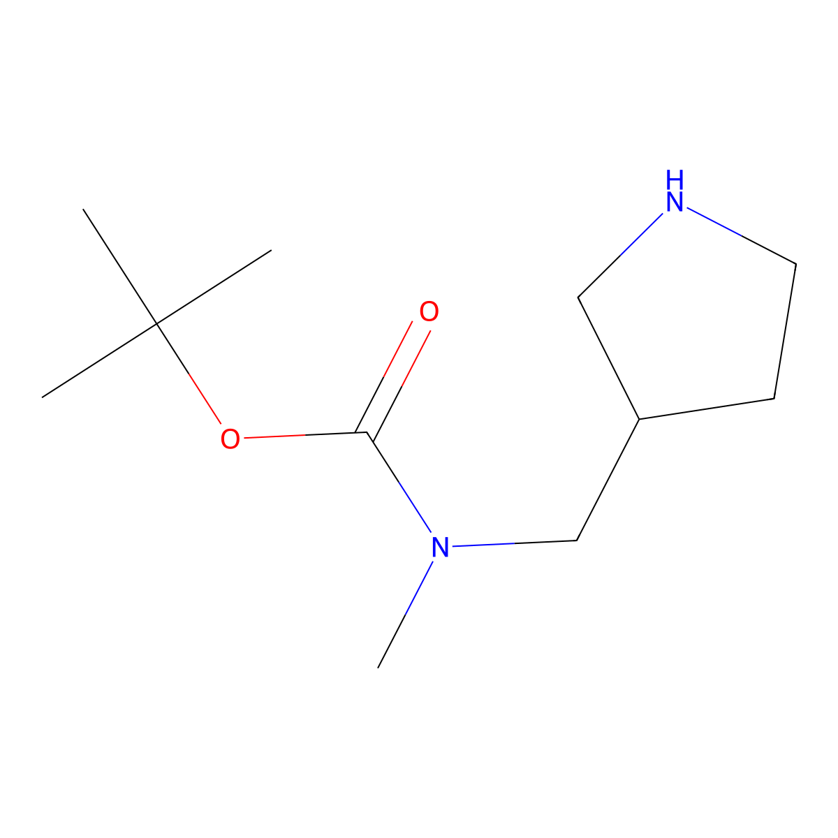 1,1-Dimethylethyl N-methyl-N-((3S)-3-pyrrolidinylmethyl)carbamate molecular structure, CAS 1064052-00-1
