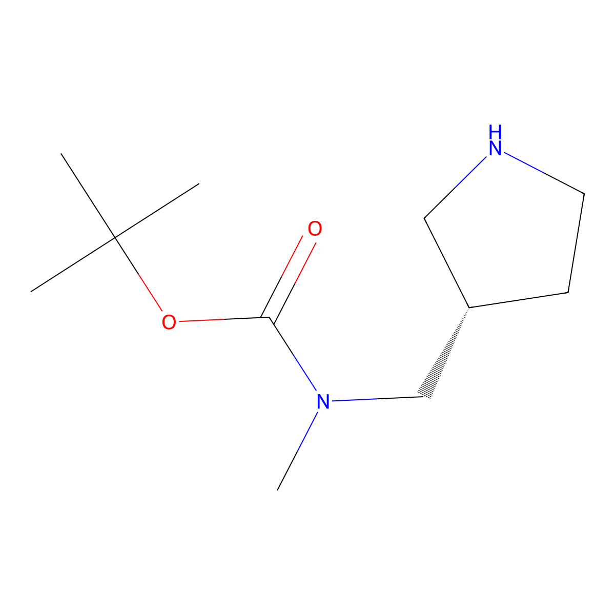 1,1-Dimethylethyl N-methyl-N-((3S)-3-pyrrolidinylmethyl)carbamate molecular structure, CAS 1064052-00-1