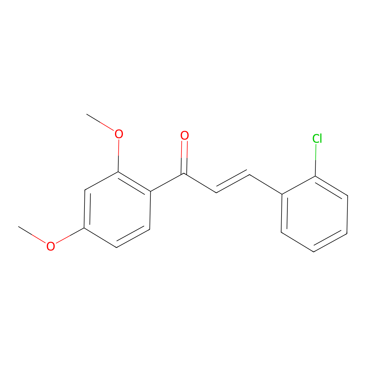 (2E)-3-(2-chlorophenyl)-1-(2,4-dimethoxyphenyl)prop-2-en-1-one molecular structure, CAS 1064057-84-6
