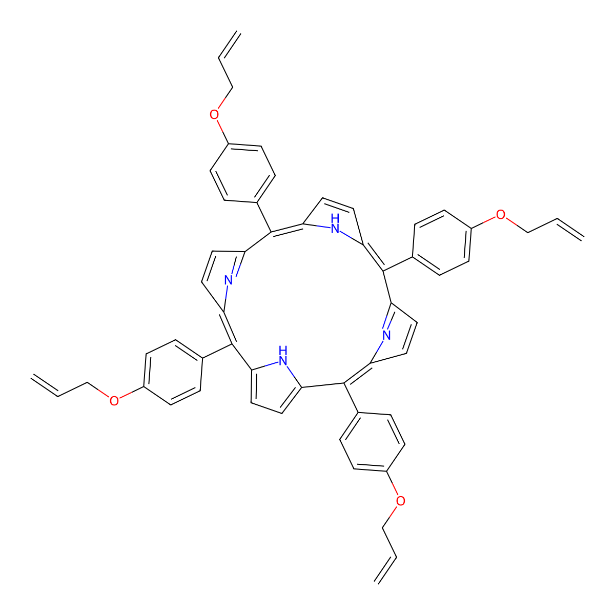 Meso-tetra[4-(allyloxy)phenyl] porphine molecular structure, CAS 106456-81-9