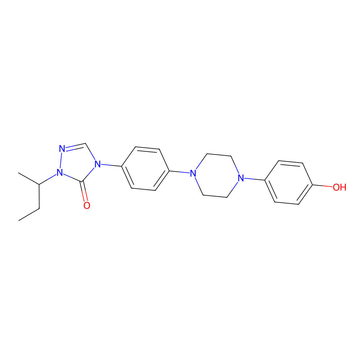 2,4-Dihydro-4-[4-[4-(4-hydroxyphenyl)-1-piperazinyl]phenyl]-2-(1-methylpropyl)-3H-1,2,4-triazol-3-one molecular structure, CAS 106461-41-0
