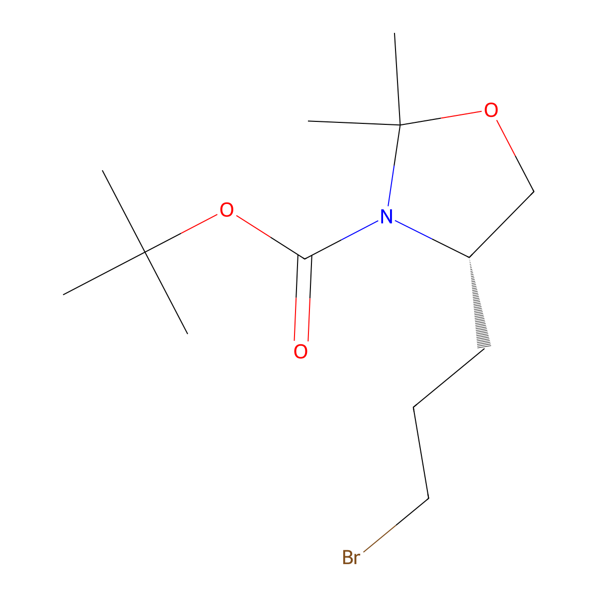 tert-butyl (4S)-4-(3-bromopropyl)-2,2-dimethyl-1,3-oxazolidine-3-carboxylate molecular structure, CAS 1064623-72-8