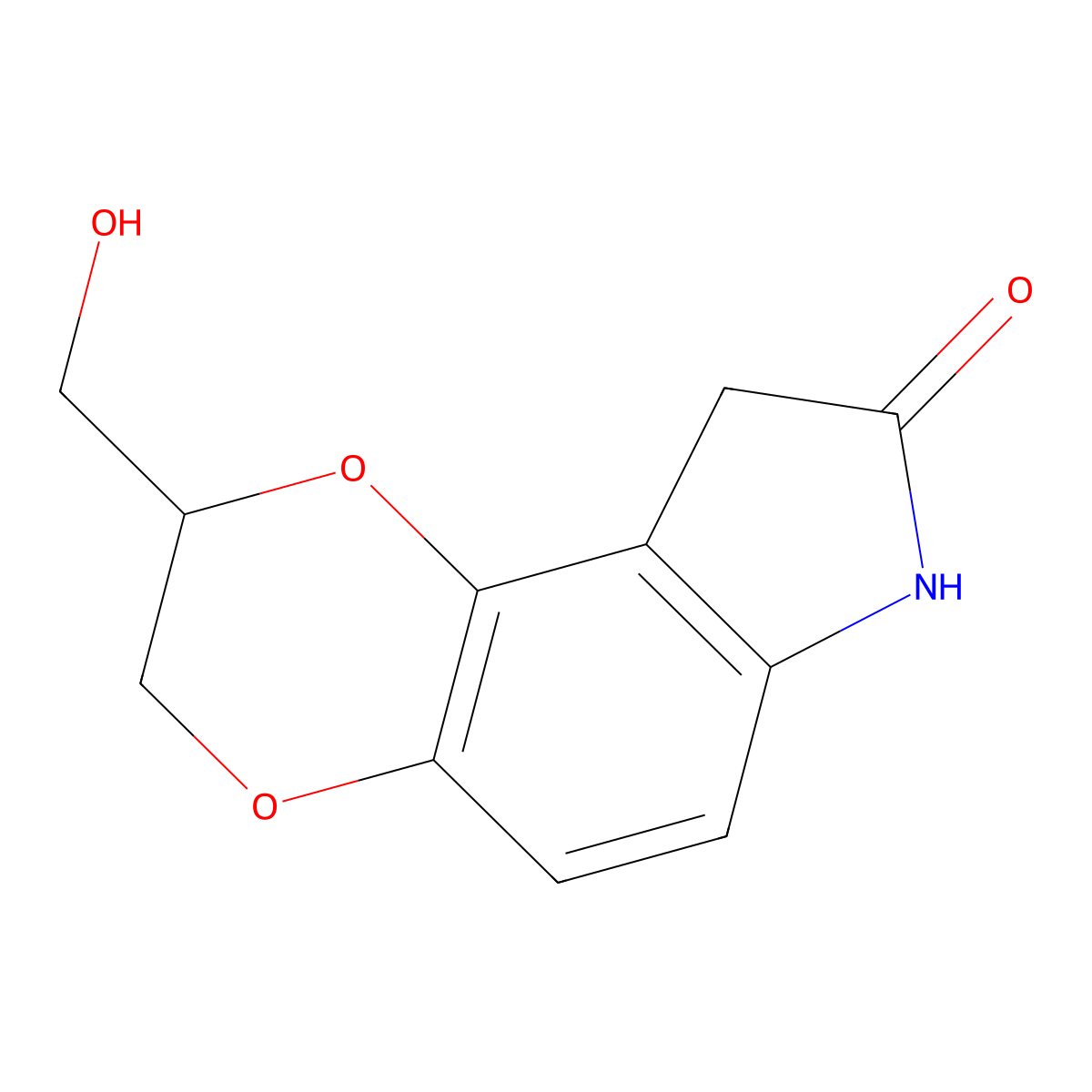 2-(hydroxymethyl)-7,9-dihydro-2H-[1,4]dioxino[2,3-e]indol-8(3H)-one molecular structure, CAS 1064662-61-8