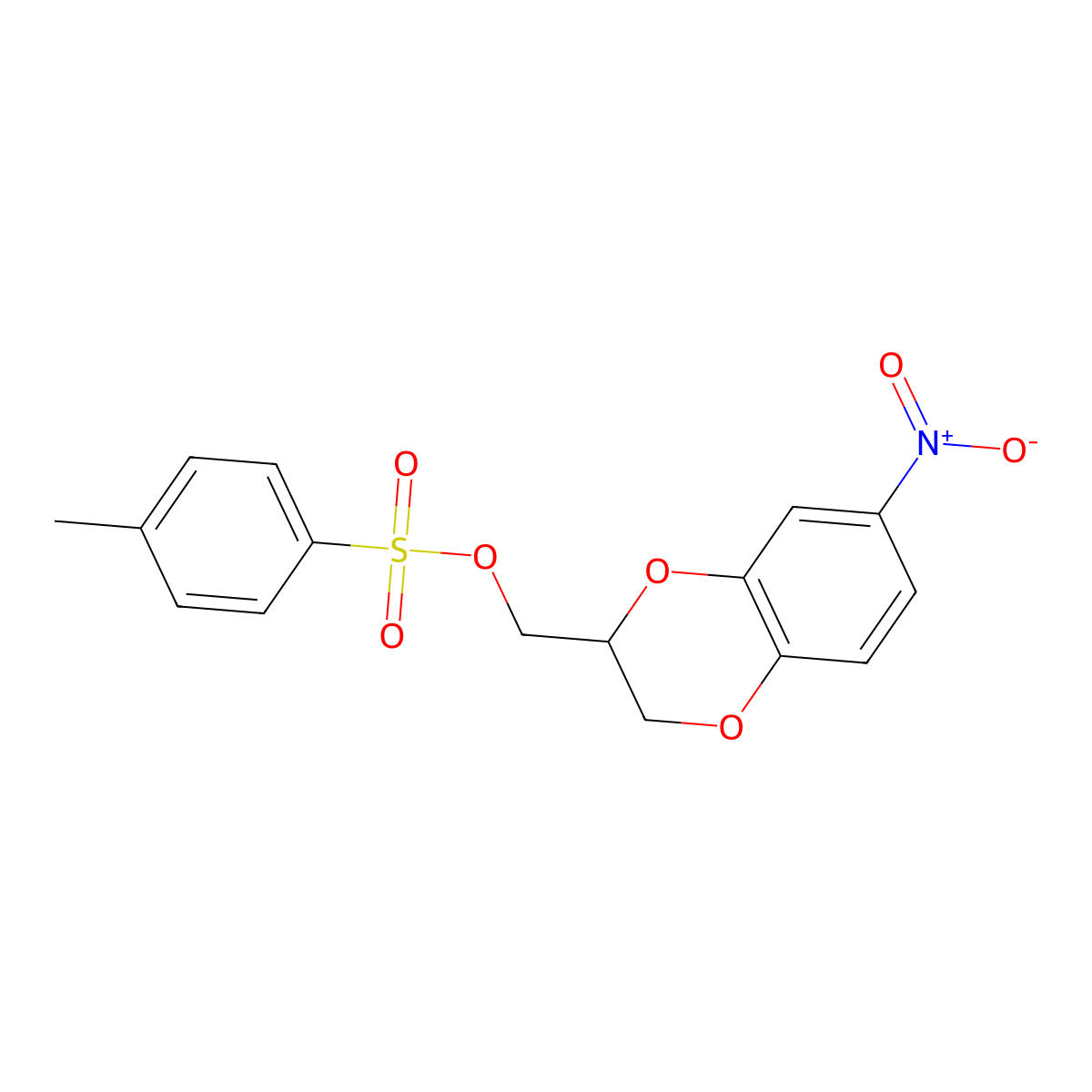 (7-Nitro-2,3-dihydrobenzo[b][1,4]dioxin-2-yl)methyl 4-methylbenzenesulfonate molecular structure, CAS 1064662-68-5