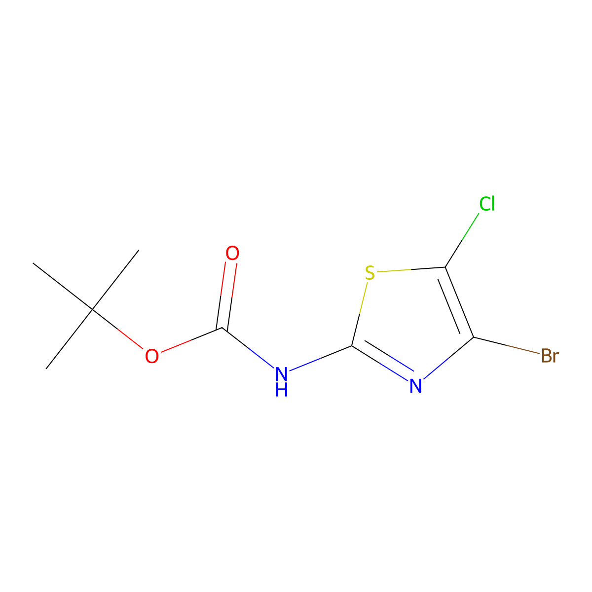 tert-butyl N-(4-bromo-5-chloro-1,3-thiazol-2-yl)carbamate molecular structure, CAS 1064678-19-8