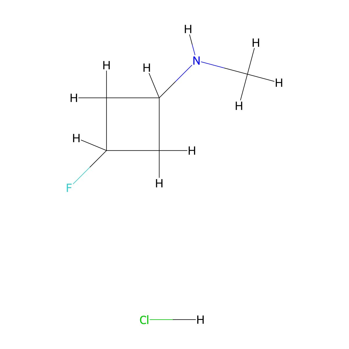 trans-3-Fluoro-N-methylcyclobutanamine Hydrochloride molecular structure, CAS 1064686-17-4