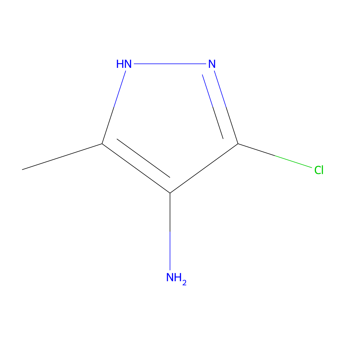 5-chloro-3-methyl-1H-pyrazol-4-amine molecular structure, CAS 1064687-15-5