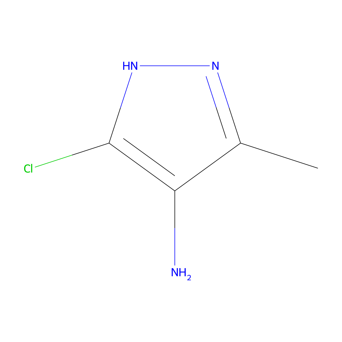 5-chloro-3-methyl-1H-pyrazol-4-amine molecular structure, CAS 1064687-15-5