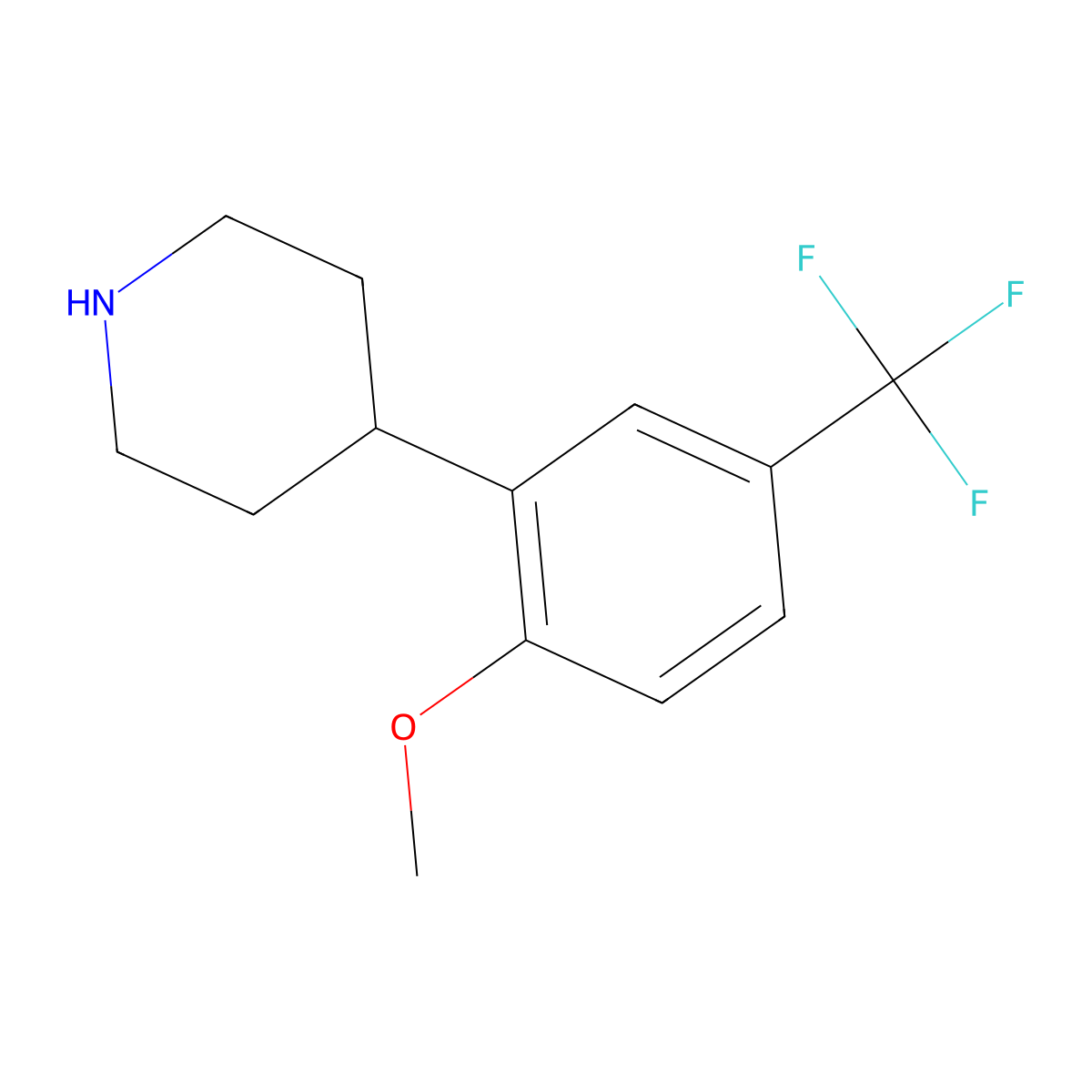 4-[2-Methoxy-5-(trifluoromethyl)phenyl]piperidine molecular structure, CAS 1064702-38-0